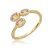 Conjunto de pulseira e anel cravejado de zirconia cristal banho em ouro 18k - Imagem 3