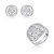 Conjunto de brinco e anel cravejado de zirconia cristal banho em rodio branco - Imagem 1