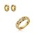 Conjunto de brinco e anel cravejado de zirconia cristal banho em ouro 18k - Imagem 1