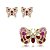 Conjunto luxo borboleta de brinco e bracelete com zircônia pink banho em ouro 18k - Imagem 1