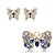 Conjunto luxo borboleta de brinco e bracelete cravejado zircônia topázio banho em ouro 18k - Imagem 1