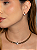 Conjunto de brinco e colar cravejado de zircônia safira banho em ouro 18k - Imagem 1