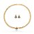 Conjunto de brinco e colar cravejado de zircônia safira banho em ouro 18k - Imagem 3