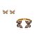 Conjunto de brinco e pulseira de borboleta esmaltado com zirconia banho em ouro 18k - Imagem 2