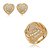 Conjunto brinco e anel de coração cravejado de zirconia cristal banho em ouro 18k - Imagem 1