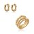 Conjunto de brinco e anel com zircônia cristal banho em ouro 18k - Imagem 1