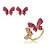 Conjunto brinco e anel borboleta cravejado de zircônia pink banho em ouro 18k - Imagem 2