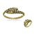 Conjunto de pulseira e anel esmaltado cravejado de zirconia cristal banho em ouro 18k - Imagem 1