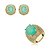 Conjunto de brinco e anel cravejado de zirconia e pedra fusion banho em ouro 18k - Imagem 2