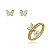 Conjunto de brinco e anel de perola cravejado de zirconia cristal banho em ouro 18k - Imagem 1