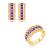 Conjunto de Brinco e Anel cravejado com zircônia Ametista Banho em Ouro 18K - Imagem 1