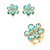 Conjunto de Brinco e Anel Flor com zircônia Topázio Banho em Ouro 18K - Imagem 1