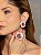 Conjunto de brinco e anel de flor esmaltado com pedra fusion coral banho em ouro 18k - Imagem 3