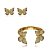 Conjunto de brinco e pulseira de borboleta esmaltado com zirconia banho em ouro 18k - Imagem 1