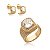 Conjunto brinco e anel cravejado com zirconia banho em ouro 18K - Imagem 1