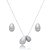 Conjunto brinco e colar acetinado pingente cravejado banho em Ródio Branco - Imagem 1