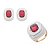 Conjunto de brinco e anel esmaltado com zirconia banho em ouro 18K - Imagem 1