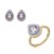Conjunto de brinco e anel esmaltado com zirconia banho em Ouro 18K - Imagem 1