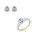 Conjunto de brinco e anel esmaltado com zirconia banho em Ouro 18K - Imagem 1