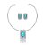 Conjunto de brinco e aro com zirconia turquesa banho em rodio Branco - Imagem 2