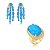Conjunto de brinco e anel cravejado com pedra Fusion safira banho em ouro 18k - Imagem 1