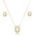 Conjunto de brinco e colar de perola com zirconia cristal banho em ouro 18k - Imagem 1