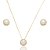 Conjunto de brinco e colar de perola com zirconia cristal banho em ouro 18k - Imagem 1