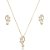 Conjunto de brinco e colar de perola com zirconia cristal banho em ouro 18k - Imagem 1