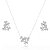Conjunto de brinco e colar cravejado de zirconia cristal banho em rodio branco - Imagem 1