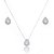 Conjunto de brinco e colar de perola com zirconia cristal banho em rodio branco - Imagem 2