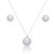 Conjunto de brinco e colar de perola com zirconia cristal banho em rodio branco - Imagem 2
