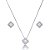 Conjunto de brinco e colar de perola com zirconia cristal banho em rodio branco - Imagem 1