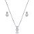 Conjunto de brinco e colar de perola com zirconia cristal banho em rodio branco - Imagem 1