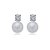 Conjunto de brinco e colar de perola com zirconia cristal banho em rodio branco - Imagem 2