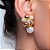 Brinco de perola cravejado de zirconia cristal banho em ouro 18k - Imagem 2