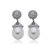 Brinco de perola cravejado de zirconia cristal banho em rodio branco - Imagem 1