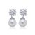 Brinco de perola cravejado de zirconia cristal banho em rodio branco - Imagem 1
