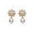 Brinco de perola cravejado de zirconia cristal banho em ouro 18k - Imagem 1
