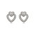 Brinco de coração cravejado com zirconia cristal banho em rodio branco - Imagem 1