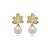 Brinco de perola cravejado de zirconia cristal banho em ouro 18k - Imagem 1