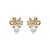 Brinco de perola cravejado de zirconia cristal banho em ouro 18k - Imagem 1