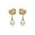 Brinco de perola cravejado de zirconia cristal banho em ouro 18k - Imagem 1