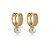 Brinco de argola perola cravejado de zirconia cristal banho em ouro 18k - Imagem 1