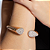 Bracelete liso com detalhe cravejado de zirconia cristal banho em ouro 18k - Imagem 2