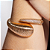 Bracelete liso com detalhe cravejado de zirconia cristal banho em ouro 18k - Imagem 1
