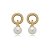 Brinco de perola cravejado de zirconia cristal banho em ouro 18k - Imagem 1