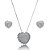 Conjunto de brinco e colar cravejado de zirconia cristal banho em rodio branco - Imagem 1