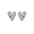 Conjunto de brinco e colar de coração cravejado de zirconia cristal banho em rodio branco - Imagem 2