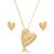 Conjunto de brinco e colar de coração cravejado de zirconia cristal banho em ouro 18k - Imagem 1