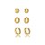 Trio de argola cravejado de zirconia cristal banho em ouro 18k - Imagem 1
